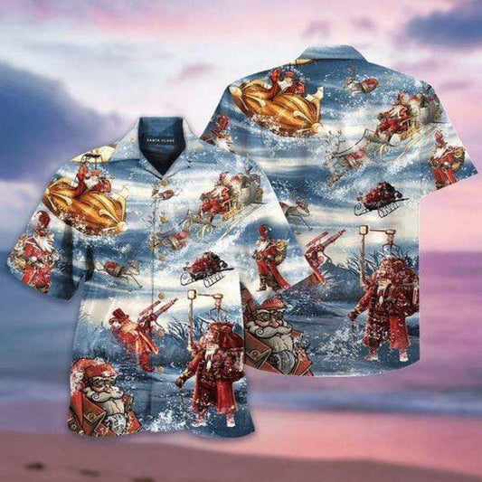 Hawaiian Aloha Aloha Shirts Merry Steampunk Christmas Hawaiian Shorts Beach Short Sleeve, Hawaiian Shirt Gift, Christmas Gift
