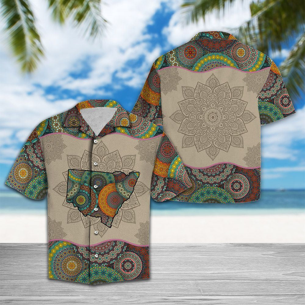 Awesome New South Wales Mandala Flower Patchwork Style Hawaiian Shirt, Hawaiian Shirt Gift, Christmas Gift