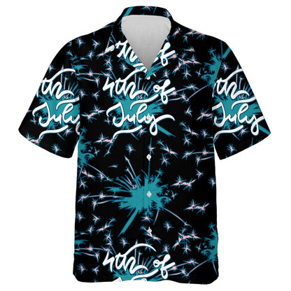 American Independence Day Lettering Design With Firework On Background Hawaiian Shirt, Hawaiian Shirt Gift, Christmas Gift