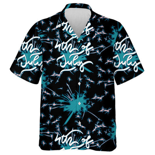 American Independence Day Lettering Design With Firework On Background Hawaiian Shirt, Hawaiian Shirt Gift, Christmas Gift