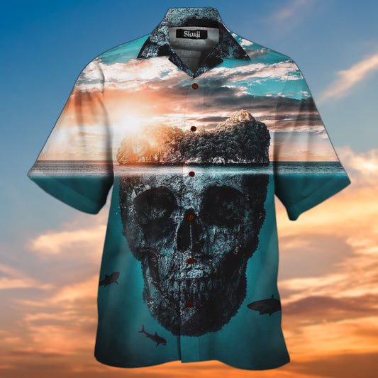 Sunset Skull Deep Crazy Ornamental Hawaiian Shirts, Hawaiian Shirt Gift, Christmas Gift