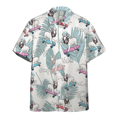 French Bulldog On Skateboard Design Hawaiian Shirt, Hawaiian Shirt Gift, Christmas Gift