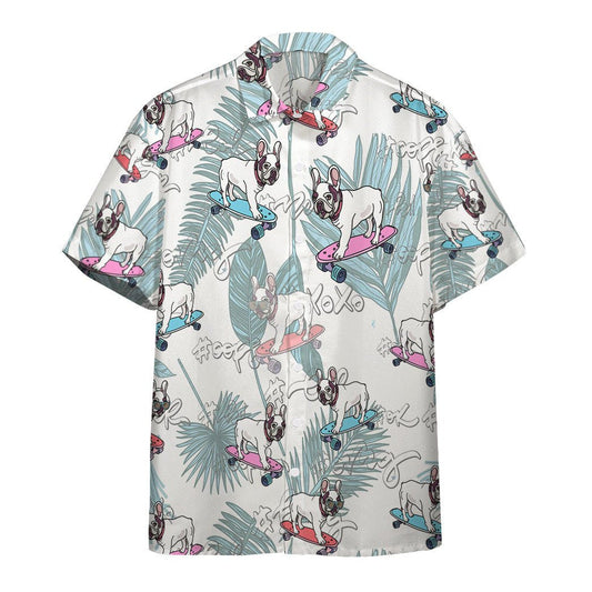 French Bulldog On Skateboard Design Hawaiian Shirt, Hawaiian Shirt Gift, Christmas Gift