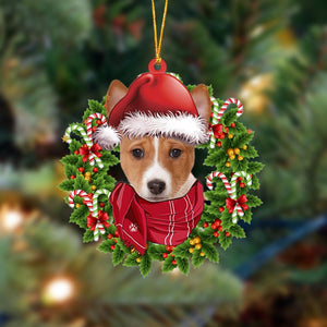 Basenji-Xmas Bandana Hanging Christmas Plastic Hanging Ornament, Christmas Ornament Gift, Christmas Gift, Christmas Decoration