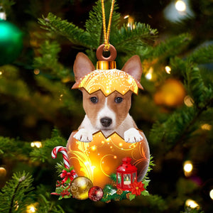 Cute Basenji In Golden Egg Christmas Ornament, Pet Love Gift, Christmas Ornament, Christmas Gift