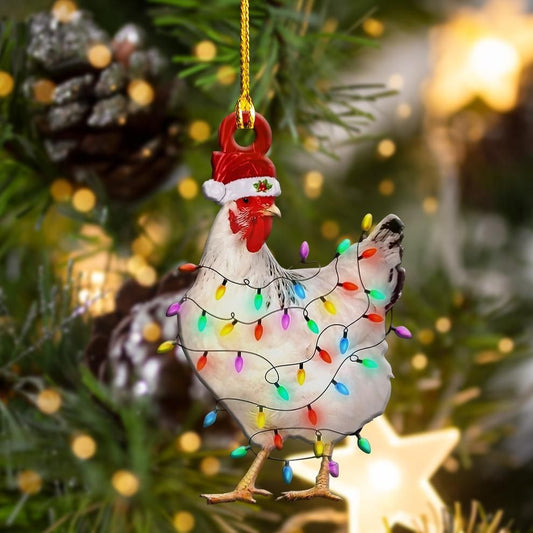 Chicken Light Shape Ornament, Happy Christmas Ornament, Christmas Gift, Christmas Decoration