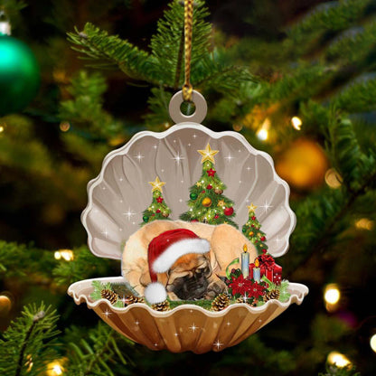 Cute English Mastiff Sleeping in Pearl Dog Christmas Ornament Flat Acrylic, Christmas Gift,Christmas Decoration