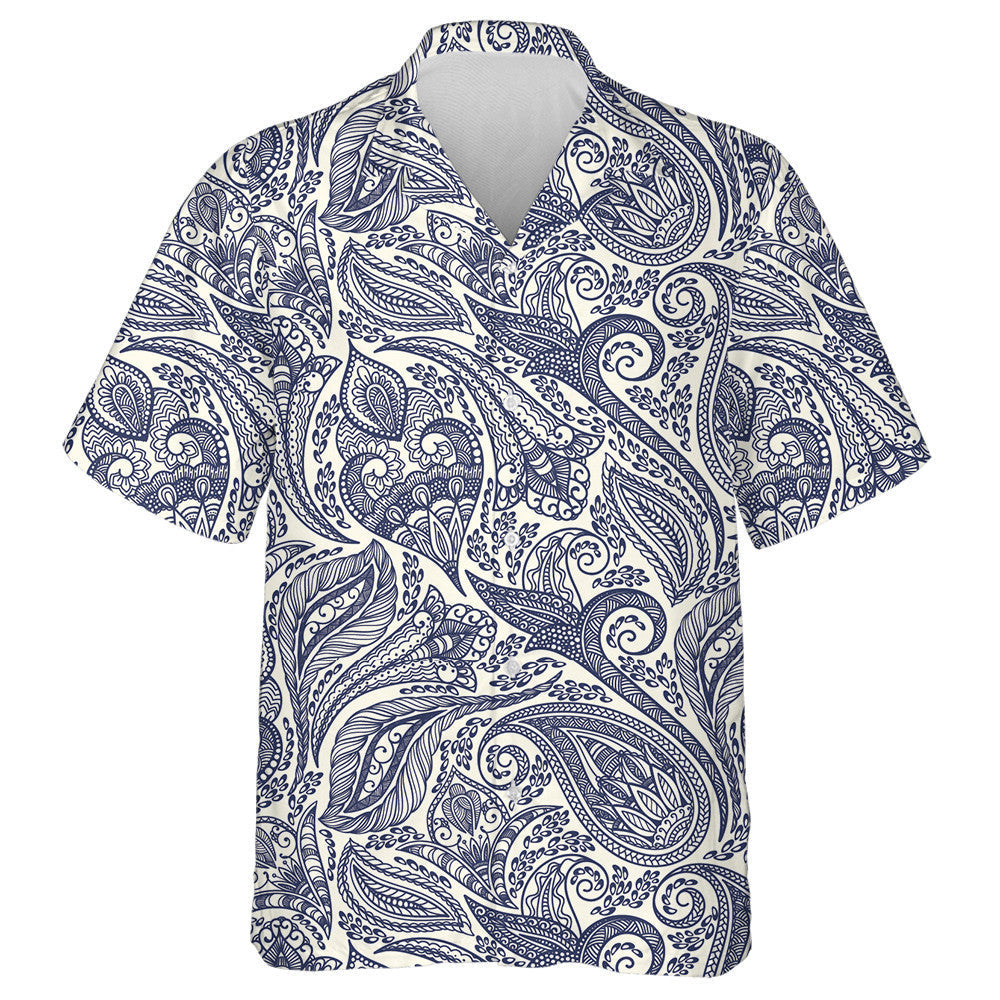 Beautiful Paisley Flower Leaves Branches Hand Drawn Pattern Hawaiian Shirt, Hawaiian Shirt Gift, Christmas Gift