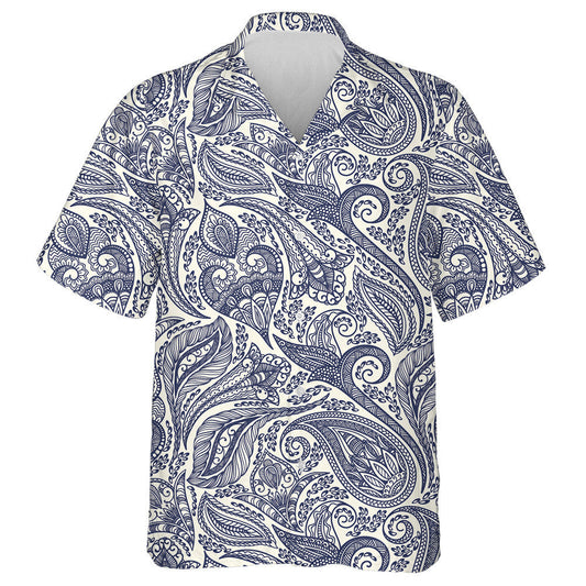Beautiful Paisley Flower Leaves Branches Hand Drawn Pattern Hawaiian Shirt, Hawaiian Shirt Gift, Christmas Gift