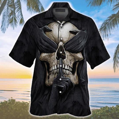 Silence Tattoo Skull Art Horror Themed Hawaiian Shirt,Hawaiian Shirt Gift, Christmas Gift