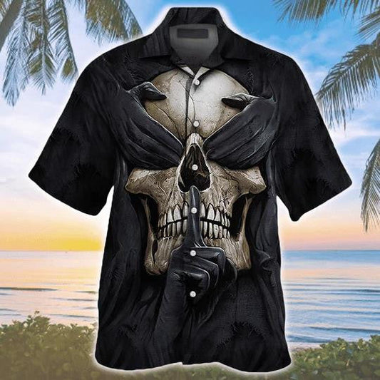 Silence Tattoo Skull Art Horror Themed Hawaiian Shirt,Hawaiian Shirt Gift, Christmas Gift