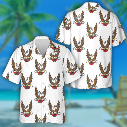 Brown Eagle Raised Wing With Flower Hawaiian Shirt, Hawaiian For Gift