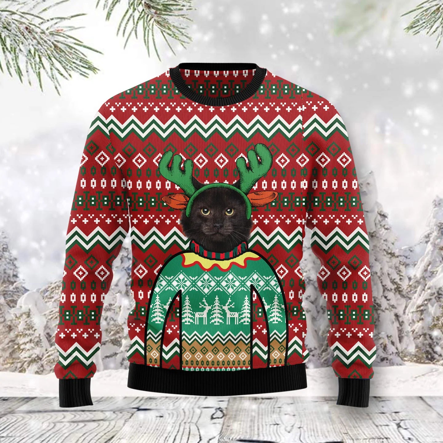 Black Cat Christmas Awesome unisex womens & mens, couples matching, friends, funny family ugly christmas holiday sweater gifts