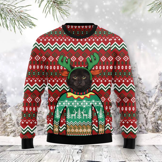Black Cat Christmas Awesome unisex womens & mens, couples matching, friends, funny family ugly christmas holiday sweater gifts
