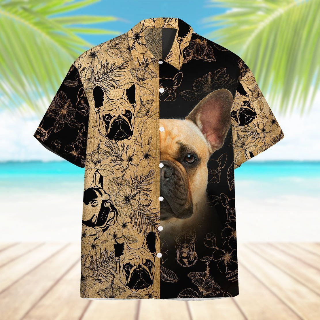 Face Of Bulldog Seamless Background Design Hawaiian Shirt,Hawaiian Shirt Gift, Christmas Gift