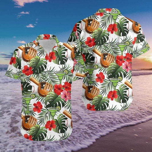 Colorful Baseball And Margarita Design Hawaiian Shirt, Hawaiian For Gift