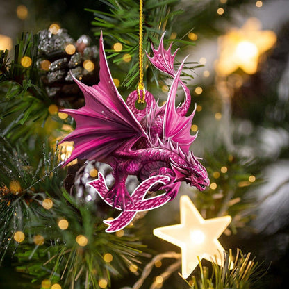 Breast Cancer - Strong Like A Dragon Shape Ornament, Christmas Ornament Gift, Christmas Gift, Christmas Decoration