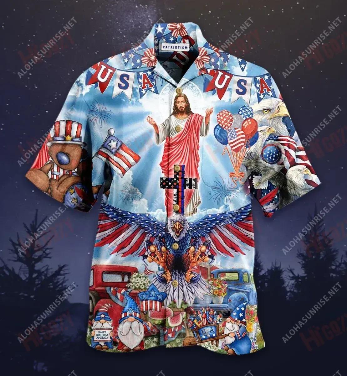 Patriotism America Short Short Sleeve Shirt Ocean Hawaiian T Shirts Custom Hawaiian Shirts Hawaiian Shirts For Men, Hawaiian Shirt Gift, Christmas Gift