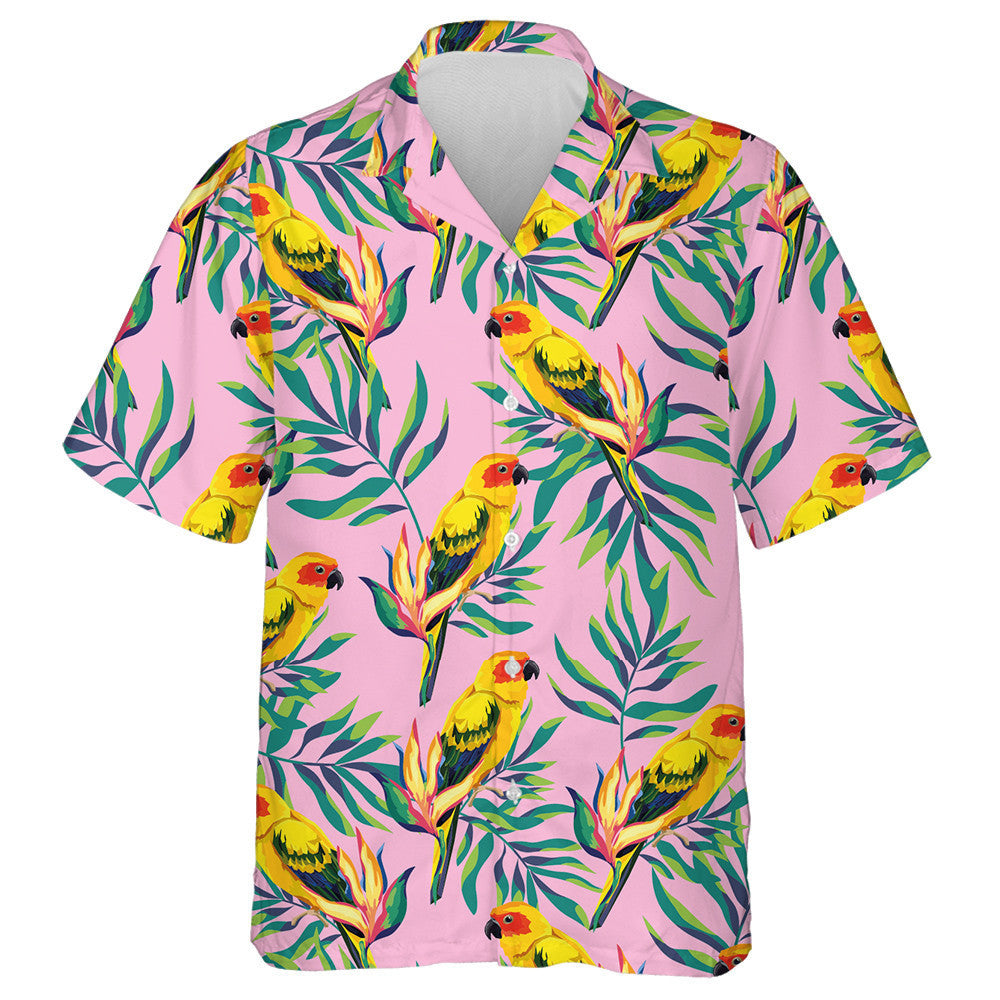 Beautiful Bird Parrots And Tropical Leaves Hawaiian Shirt, Hawaiian For Gift