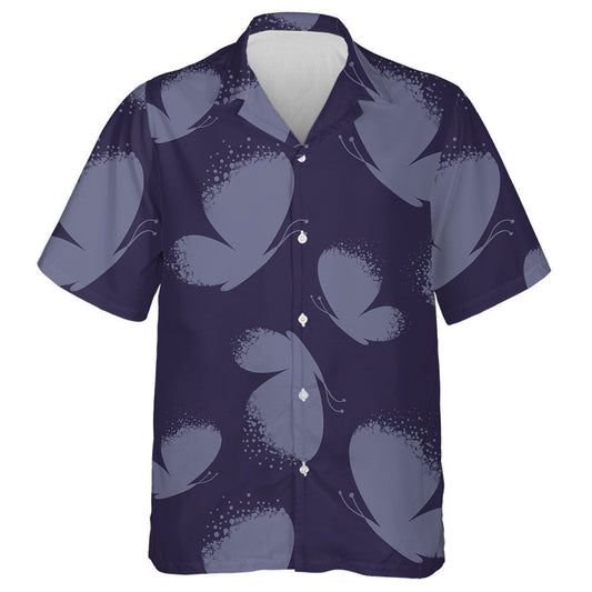 Hand Drawn Abstract Silhouette Dark Butterflies Hawaiian Shirt, Hawaiian Shirt Gift, Christmas Gift