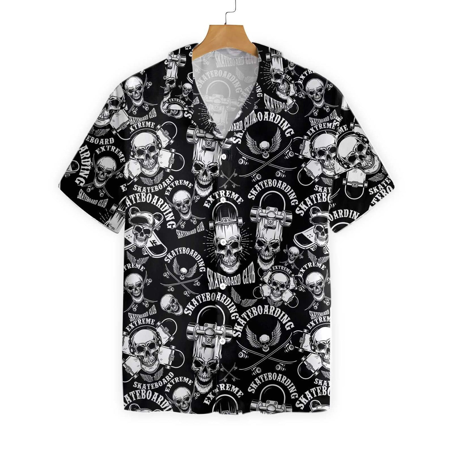 Enticing Skateboard Emblems In Monochrome Style Hawaiian Shirt,Hawaiian Shirt Gift, Christmas Gift