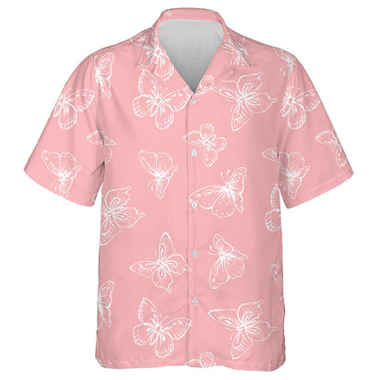 Big Cute Wild Flying Butterfly On Gentle Magenta Hawaiian Shirt, Hawaiian Shirt Gift, Christmas Gift