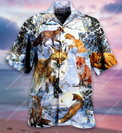 Stay Clever Little Fox Short Hawaiian Shirt Vacation Hawaiian T Shirts Tropical Shirts For Men Funny Hawaiian Shirts, Hawaiian Shirt Gift, Christmas Gift