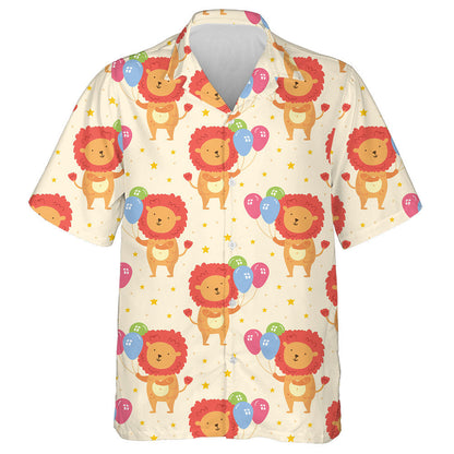 Cute Animal Lion With Colorful Balloons Hawaiian Shirt,Hawaiian Shirt Gift, Christmas Gift