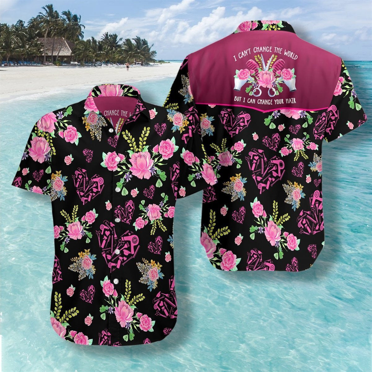 Flower And Hair Stylist Seamless Background Design Hawaiian Shirt, Hawaiian Shirt Gift, Christmas Gift