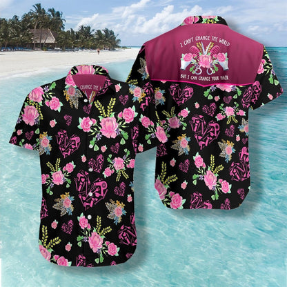 Flower And Hair Stylist Seamless Background Design Hawaiian Shirt, Hawaiian Shirt Gift, Christmas Gift