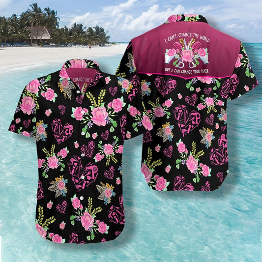Flower And Hair Stylist Seamless Background Design Hawaiian Shirt, Hawaiian Shirt Gift, Christmas Gift