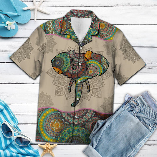 Head Of Elephant Mandala Style Flower Patchwork Hawaiian Shirt, Hawaiian Shirt Gift, Christmas Gift