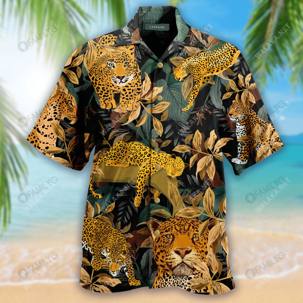Leopard Natural Print Unisex Hawaiian Shirt, Hawaiian Shirt Gift, Christmas Gift