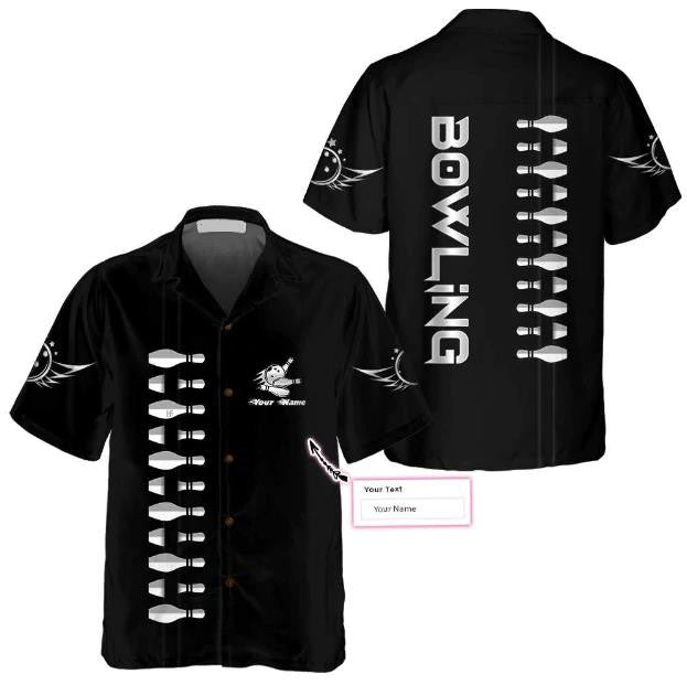 Black And White Bowling Custom Hawaiian Shirt, Hawaiian Shirt Gift, Christmas Gift