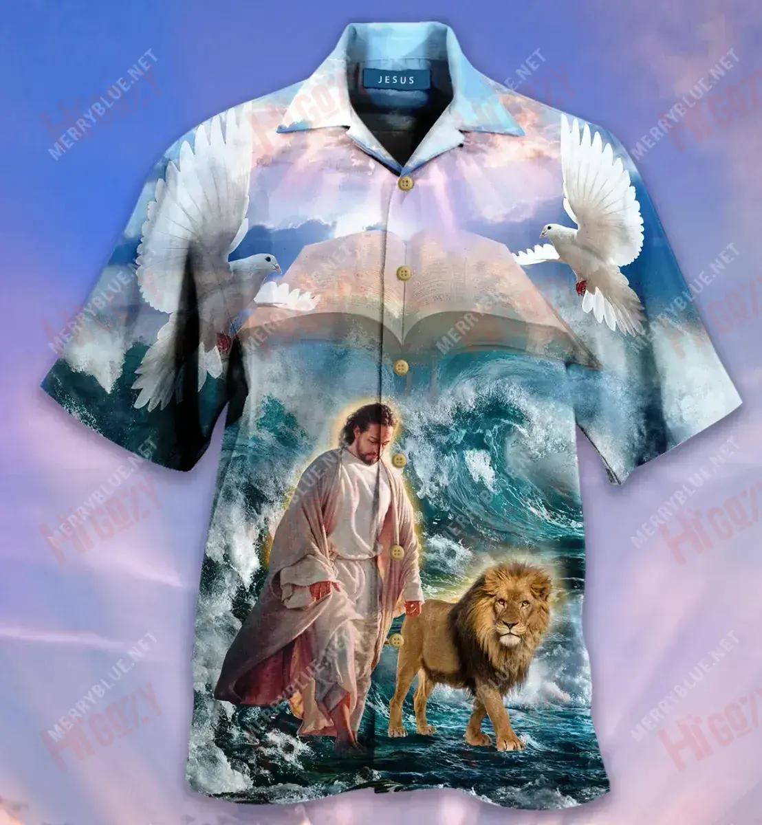 Faith Over Fear Short Hawaiian Shirt Summer Tropical Shirts Hawaiian Crazy Shirts Funny Hawaiian Shirts, Hawaiian Shirt Gift, Christmas Gift