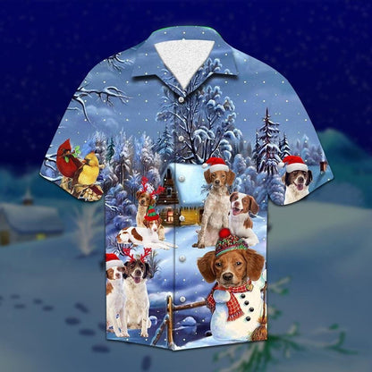 Funny Brittany Spaniel In Santa Clothes Christmas Day Hawaiian Shirt, Hawaiian Shirt Gift, Christmas Gift