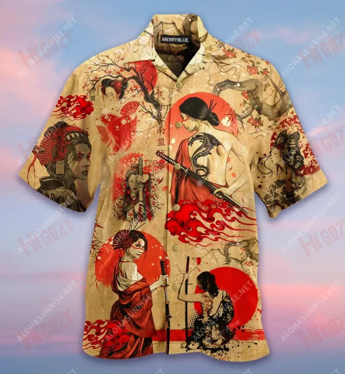 Samurai Girl Unisex Short Sleeve Shirt Hobbies Hawaiian T Shirts Best Hawaiian Shirts Hawaiian Shirt Pattern, Hawaiian Shirt Gift, Christmas Gift