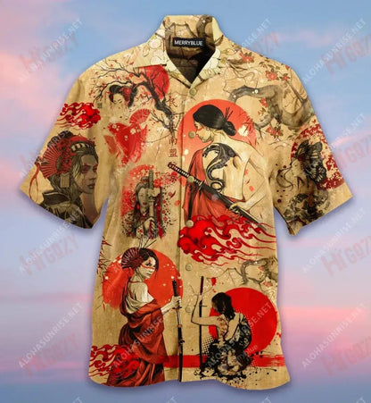 Samurai Girl Unisex Short Sleeve Shirt Hobbies Hawaiian T Shirts Best Hawaiian Shirts Hawaiian Shirt Pattern, Hawaiian Shirt Gift, Christmas Gift