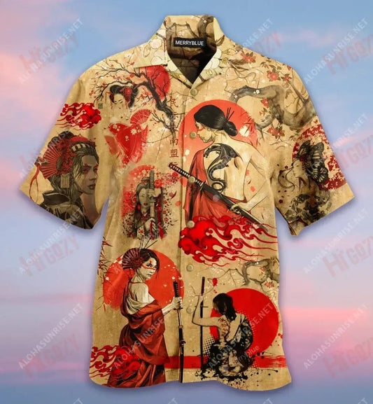 Samurai Girl Unisex Short Sleeve Shirt Hobbies Hawaiian T Shirts Best Hawaiian Shirts Hawaiian Shirt Pattern, Hawaiian Shirt Gift, Christmas Gift