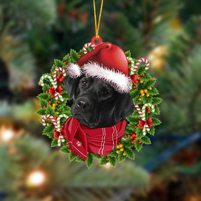 BLACK Labrador-Xmas Bandana Hanging Christmas Plastic Hanging Ornament, Christmas Ornament Gift, Christmas Gift, Christmas Decoration