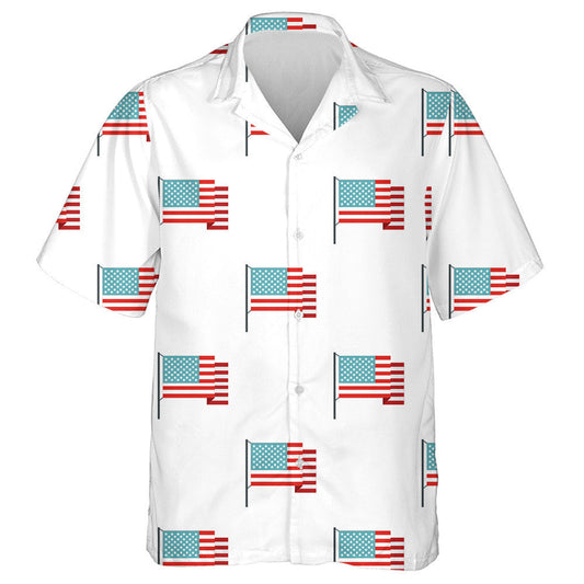Fourth July American Flag Illustration White Background Hawaiian Shirt, Hawaiian Shirt Gift, Christmas Gift
