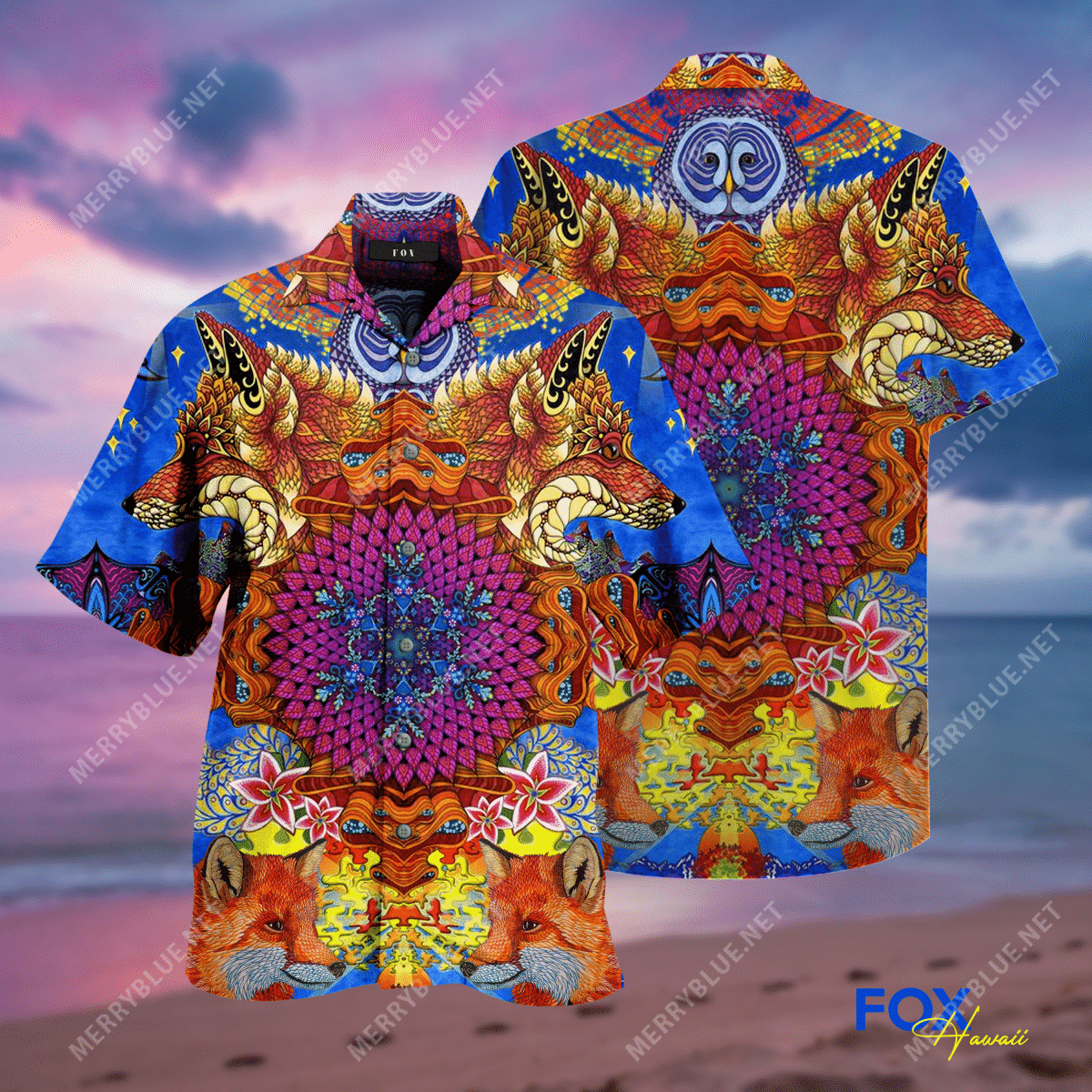 Buy Awesome Fox Unisex Hawaiian Shirt, Hawaiian Shirt Gift, Christmas Gift