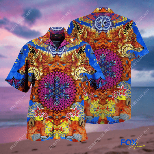 Buy Awesome Fox Unisex Hawaiian Shirt, Hawaiian Shirt Gift, Christmas Gift