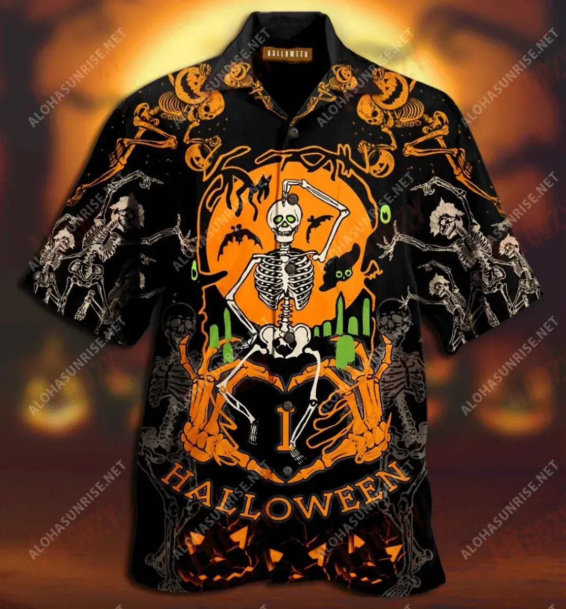 Dancing Skeleton Halloween Unisex Short Sleeve Shirt Summer Hawaiian T Shirts Vintage Hawaiian Shirts Hawaiian Shirts For Men, Hawaiian Shirt Gift, Christmas Gift