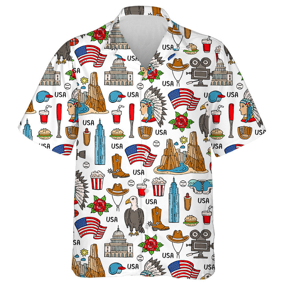 National Colored Symbols Of United States Of America Hawaiian Shirt, Hawaiian Shirt Gift, Christmas Gift