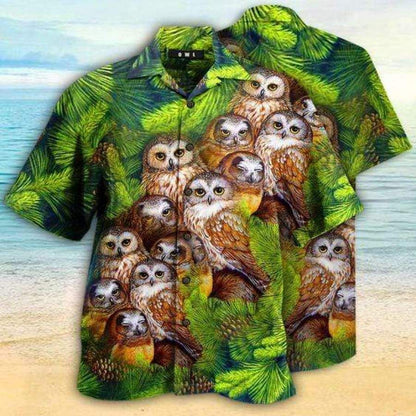 Hawaiian Aloha Aloha Shirts Amazing Owls Hawaiian Shorts Beach Short Sleeve, Hawaiian Shirt Gift, Christmas Gift
