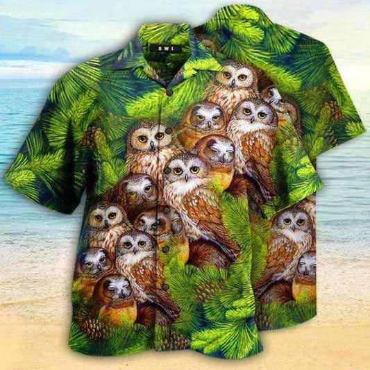 Hawaiian Aloha Aloha Shirts Amazing Owls Hawaiian Shorts Beach Short Sleeve, Hawaiian Shirt Gift, Christmas Gift