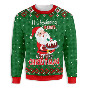 It’s Beginning To Taste A Lot Like Christmas Santa Claus Baking Ugly Christmas Sweater, Christmas Ugly Sweater,Christmas Gift,Gift Christmas 2022