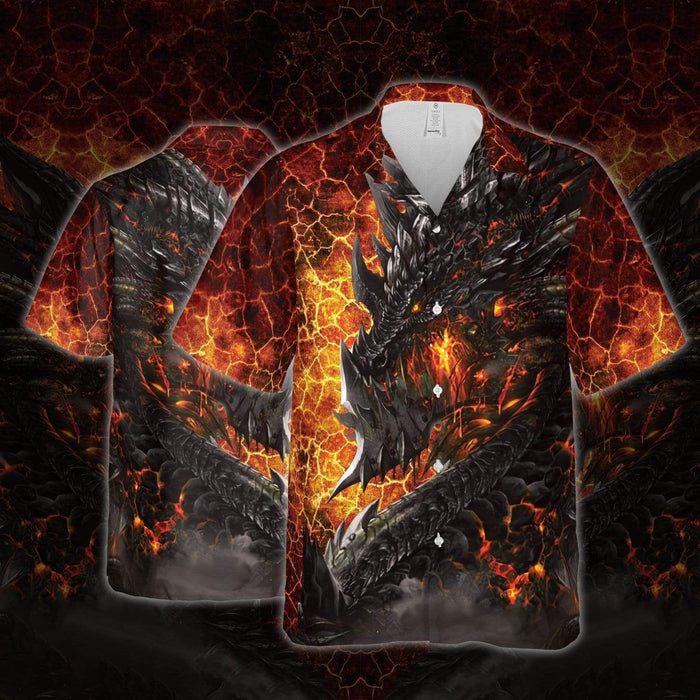 Amazing Dragon And Lava Design Hawaiian Shirt, Hawaiian For Gift