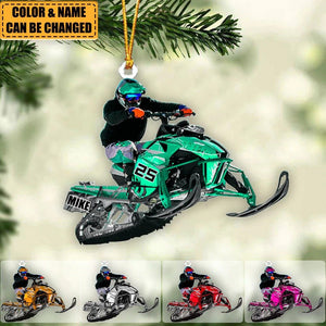 Personalized Snowmobile Rider Jumping Through Snow Christmas Ornament, Snowmobile Flat Acrylic Ornament,Christmas Gift,Christmas Decoration